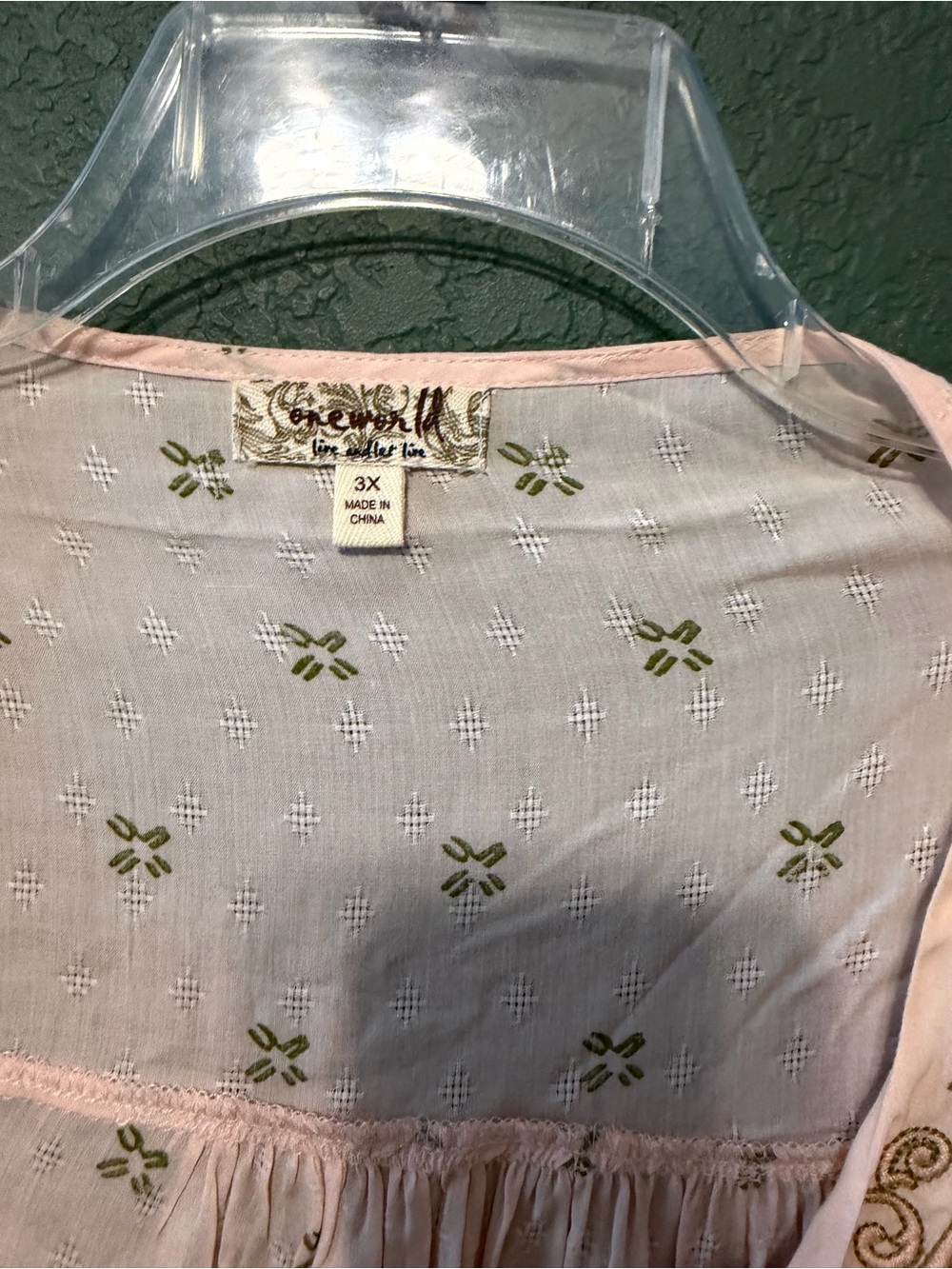 ONE WORLD Pale Pink Embroidered Peasant Blouse - Picture 2 of 3